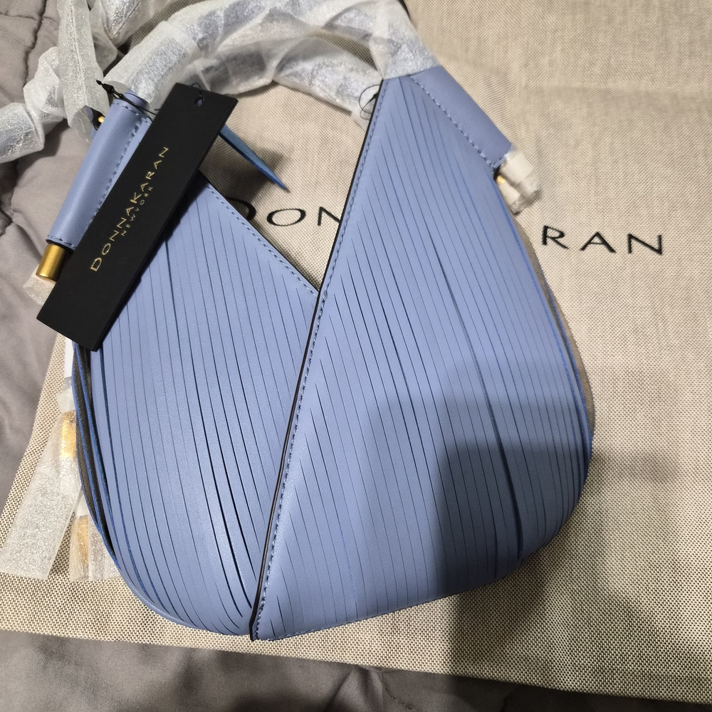 Donna Karan Light Blue Pleated Shoulder Bag